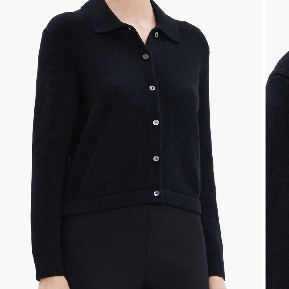 Theory Black Cotton and Cashmere Cardigan